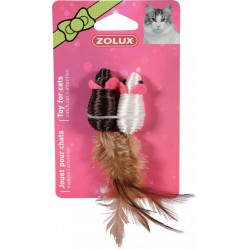 ZOLUX Zabawki dla kota - 2 myszy z piórkami 5 cm